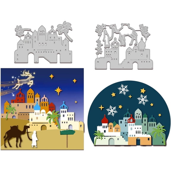 1Set Town of Bethlehem Cutting Dies Christmas Embossing Stencil Template for Card Making DIY Scrapbooking Carbon Steel Die Cutting Template Metal Die Cuts for DIY Crafting Decor