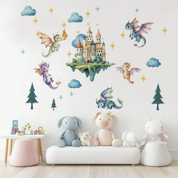 1Set Translucent PVC Self Adhesive Wall Stickers Waterproof Building Decals for Home Living Room Bedroom Wall Decoration Dragon 960x300+600x380+600x300mm 3 sheets/set