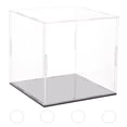 thumbnail image 1 of 1Set Transparent Acrylic Display Boxes Dust-Proof Cases with Black Base and 4Pcs Plastic Rings for Models Building Blocks Doll Display Holders Clear, 1 of 6