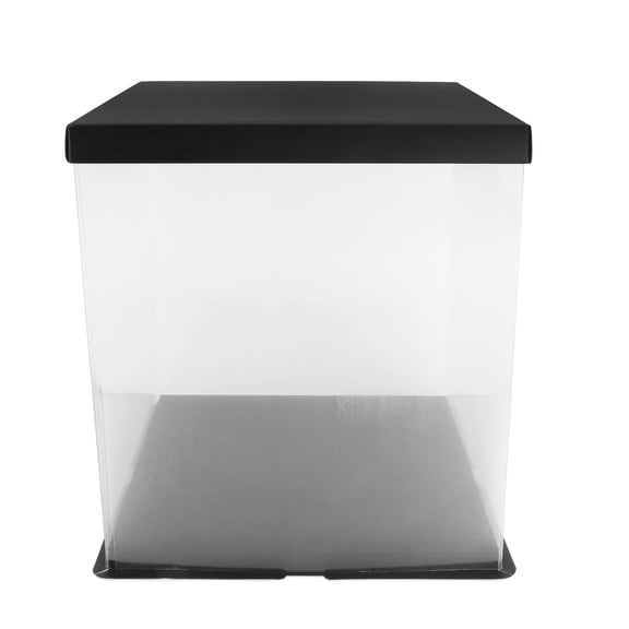 1Set Transparent Cake Storage Box Creative Heighten Baking Container Black