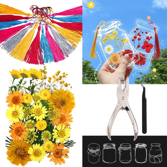 1Set Transparent Dried Flower Bookmarks Kit-DIY Gifts Bookmarks,Clear ...
