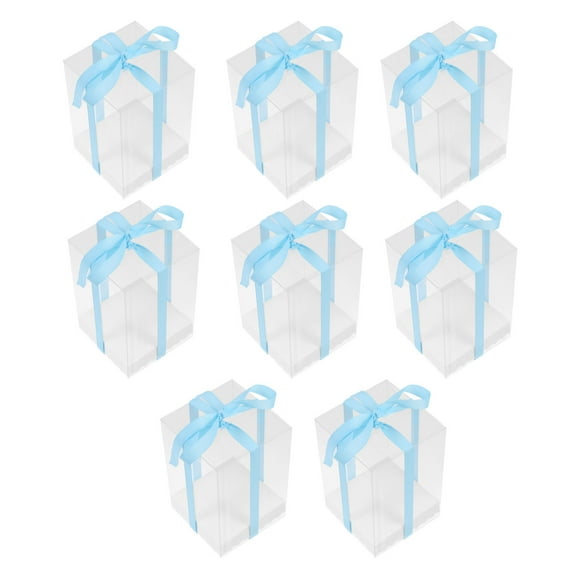 1Set Transparent PVC Storage Container Cube with Ribbon for Cupcake Cake Chocolate Display