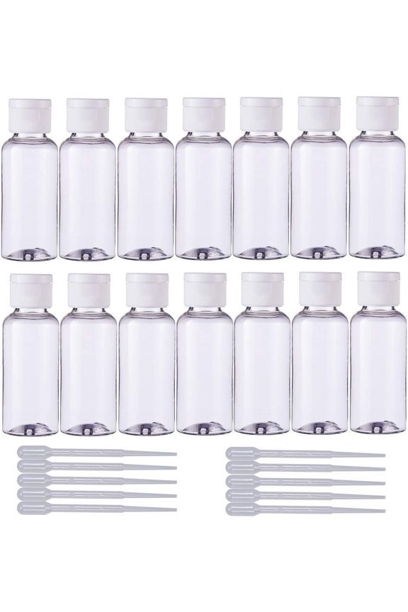 1Set Transparent Plastic Cosmetic Containers for Portable Perfume Makeup Water and 2ml Disposable Plastic Dropper Clear 94x32mm