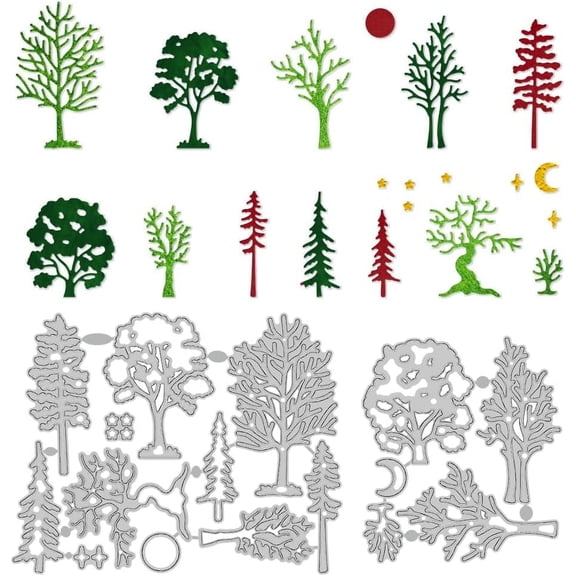 1Set Tree Carbon Steel Cutting Dies Stencils for DIY Scrapbooking Photo Album Decorative Embossing Paper Card Greeting Card Mold 87~100x76~127x0.8mm 2pcs/set