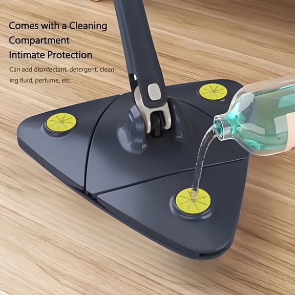 1Set, Triangle 360 Rotating Cleaning Mop with Long Handle - Hands-Free Wash, Dual-Use for Wet And Dry Floors, Walls, Ceilings, Glass - Stainless Steel/P,Triangle mop set with long handle + mop cloth