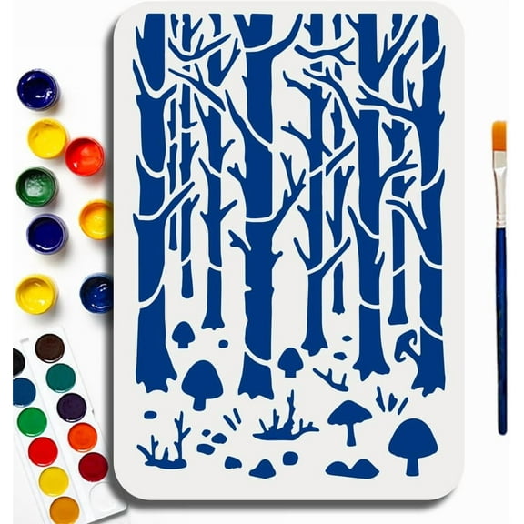 1Set US 1Pc PET Hollow Out Drawing Painting Stencils with 1Pc Art Paint Brushe Bamboo 297x210mm