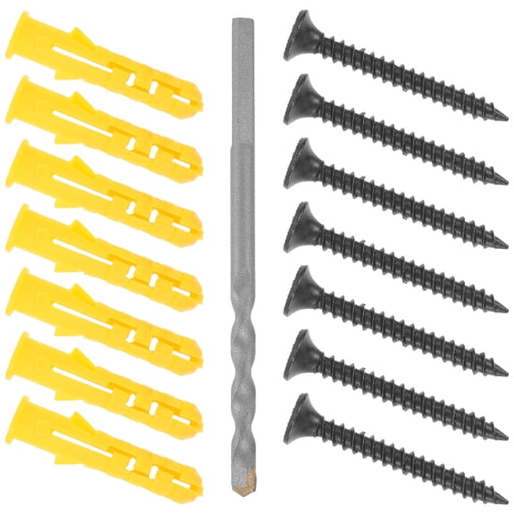1Set Wall Anchor and Concrete Screws Kit with Drill Bit for Gypsum and Concrete Walls