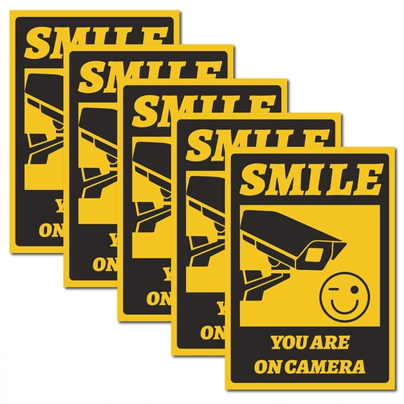 1Set Waterproof PVC Warning Sign Stickers Rectangle with Word Camera 25x17.5cm 5pcs/set