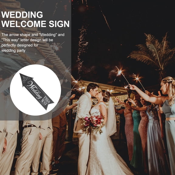 1Set Wedding This Way Sign with Stand Arrow Shape for Reception Directions