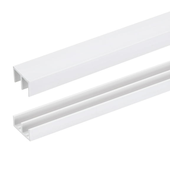 1Set White Plastic Sliding Door Track, Sliding Glass Window Track for 1/4" Thick Panels, for Closet Glass Cabinets Door Track (2Ft Long)