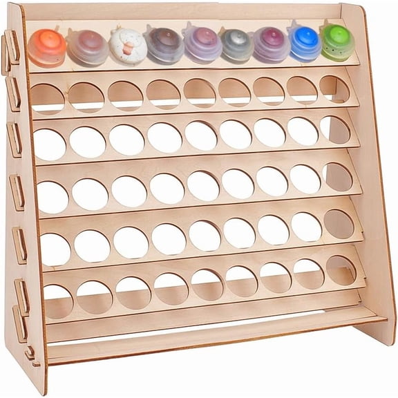 1Set Wood Paint Rack Organizer Riser Wooden Pigments Inks Bottles Storage Racks Bisque Finished Product: 40.9x13.2x32cm