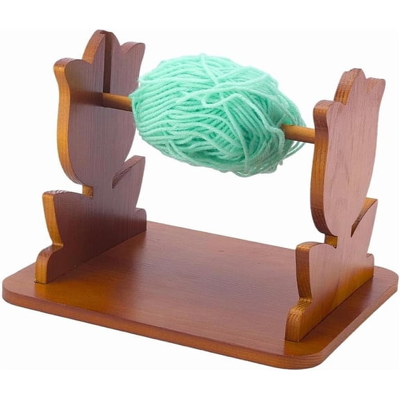 1Set Wood Yarn Storage Rack Yarn Holder Tulip Saddle Brown 16.3x14.9x17cm craft