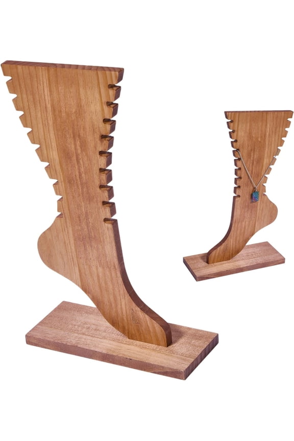1Set Wooden Anklets Display Stands for Anklets Display Foot Shape Sandy Brown Finished Product: 19x8x30.5cm DIY
