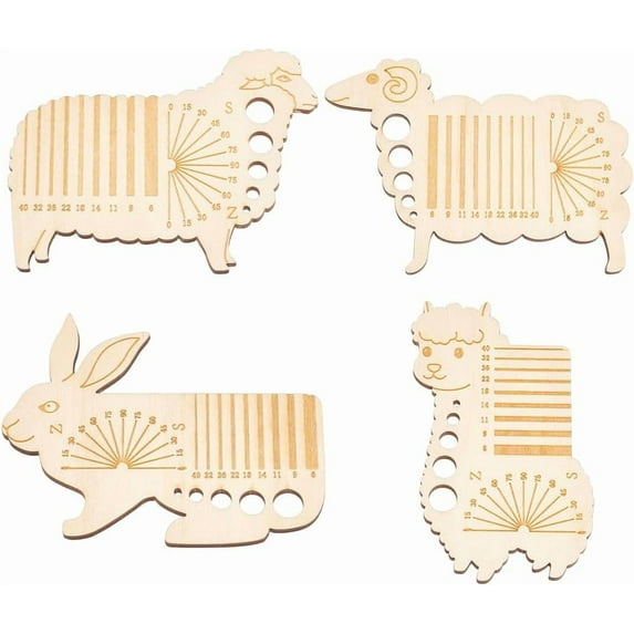 1Set Wooden Yarn Spinner Control Card Mixed Animal Mixed Shapes 27.5~100x49.5~100x2mm 4 styles 1pc/style 4pcs