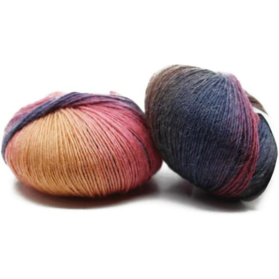 1Sets 2 Rolls Rainbow Single-Strand Dyed Thread Gradient Color Pure Wool Thread Soft Warm for Hand-Woven Shawl Scarf Hat Colorful 1mm 196.85 Yards(180m)
