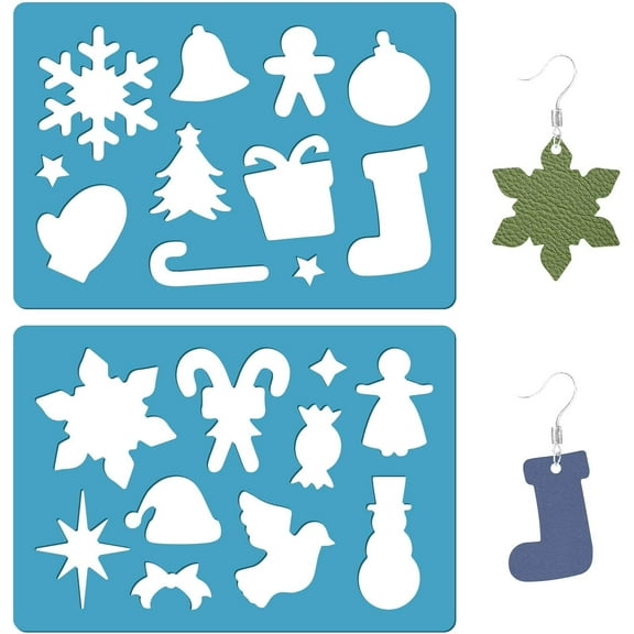 1Sets 2 Styles Christmas Earrings Making Stencil Snowflake Gloves Socks Acrylic Template Reusable Cutouts Stencils Painting Jewelry Leather Bracelets Earrings DIY Crafts Scrapbooking