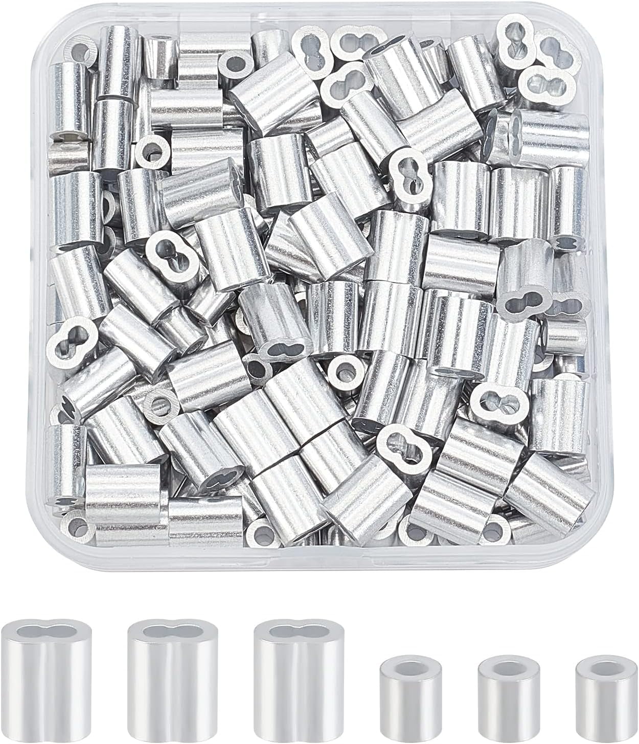 1Sets 200 Pcs Wire Rope Sleeves Wire Rope Stop Sleeve 1/16'' Cable ...