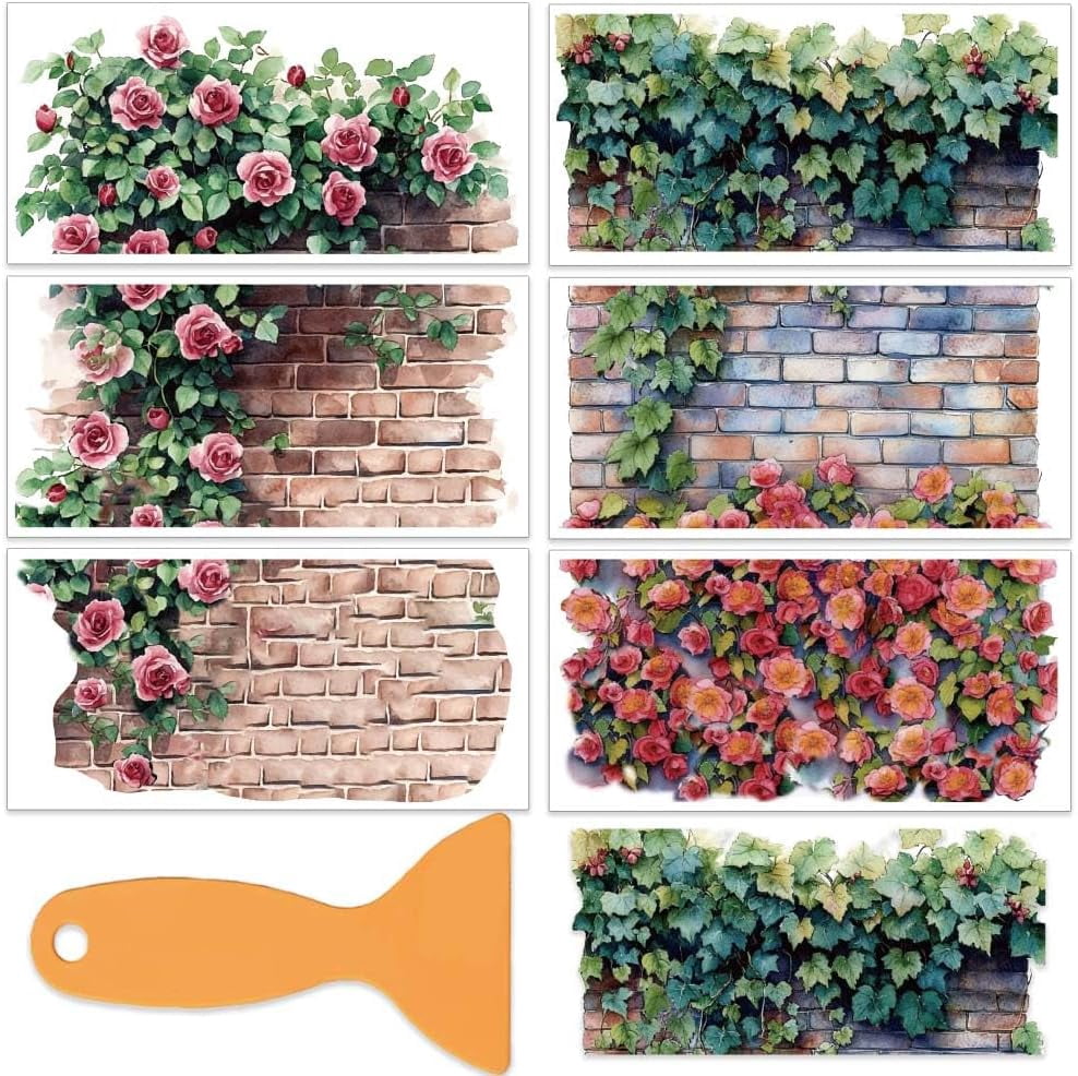 1Sets 6pcs/Set Flowers Wall Rub on Transfers for Furniture and Craft ...