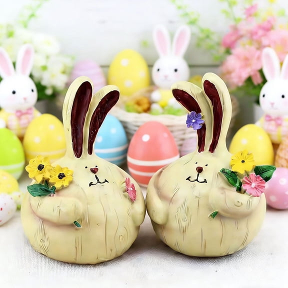 1Sets Easter Rabbit Resin Figurines Statue,Easter Garden Home Decorations, Craft Resin Rabbit Figurine Sculpture Ornaments Outdoor Statue Tabletop Decor Gift for Home Easter Decoration