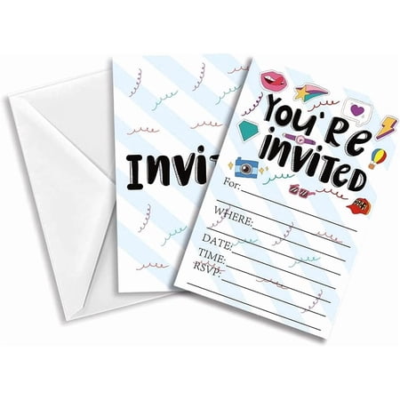 1Sets Invitations with Envelopes 30 Sheet Fill-in Party Theme Invites Wedding Invitation Kit for Wedding Bridal Shower Baby Shower Birthday Invitations 15x10 cm