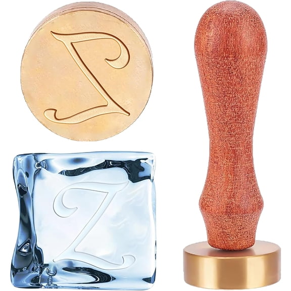 1Sets Letter Z Ice Stamp Ice Cubes Press Stamps Italic Letter Bar Drinks Stamp with Removable Stamps Handle and Velvet Pouches for Cocktail Party Wedding Whiskey Mojito Drinks Making