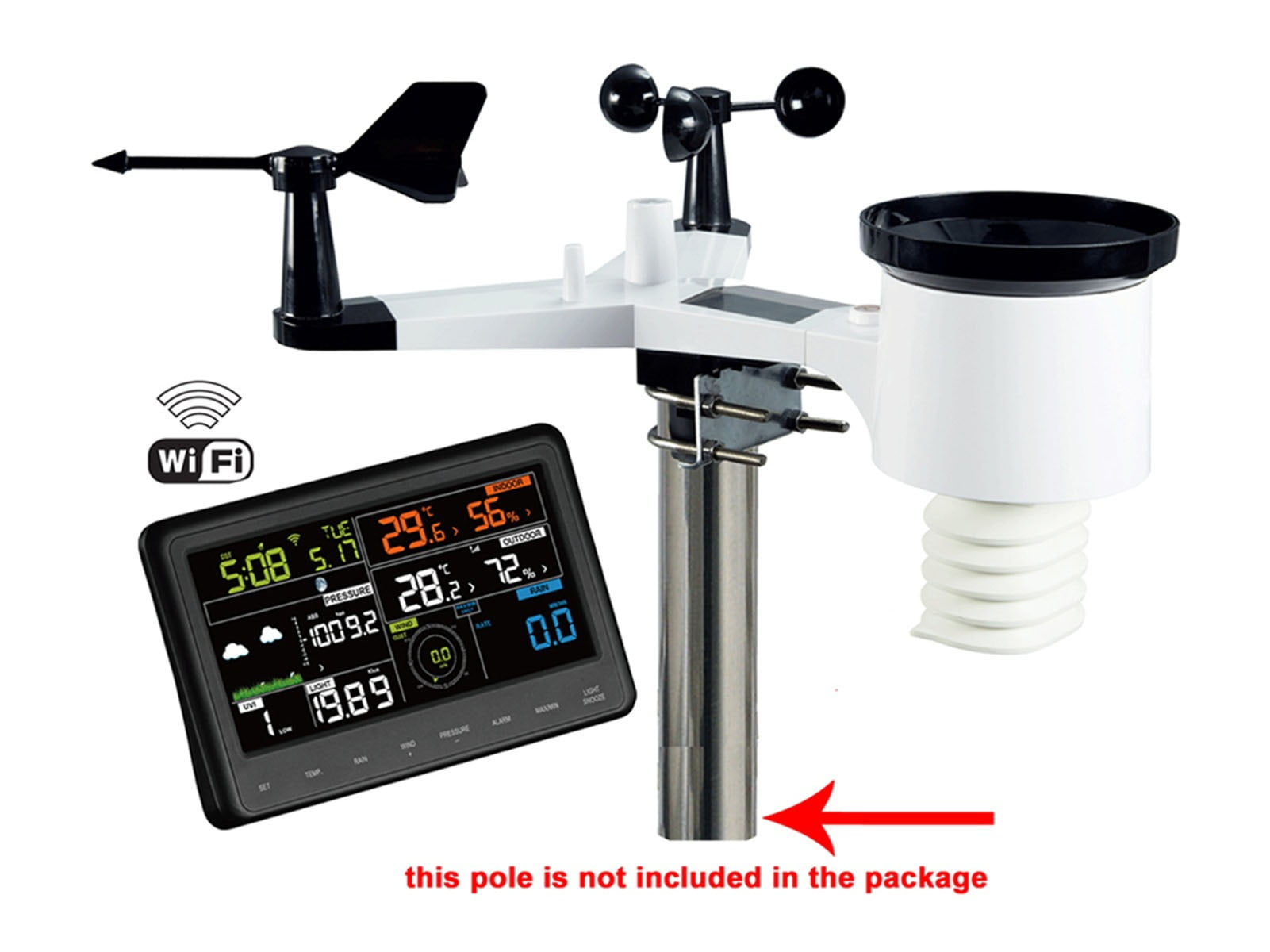 1Sets Of Wireless Weather Station Connect To WiFi, Upload Data To Web ,Easy to Operate