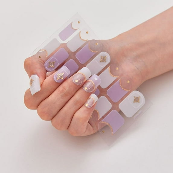 1Sheet/14PCS DIY NAil Art Making Glittering Semi Cured Strips Gel Full Nail Wraps Nail Art Stickers Gel Nail Polish Strips Gel Nail Stickers C