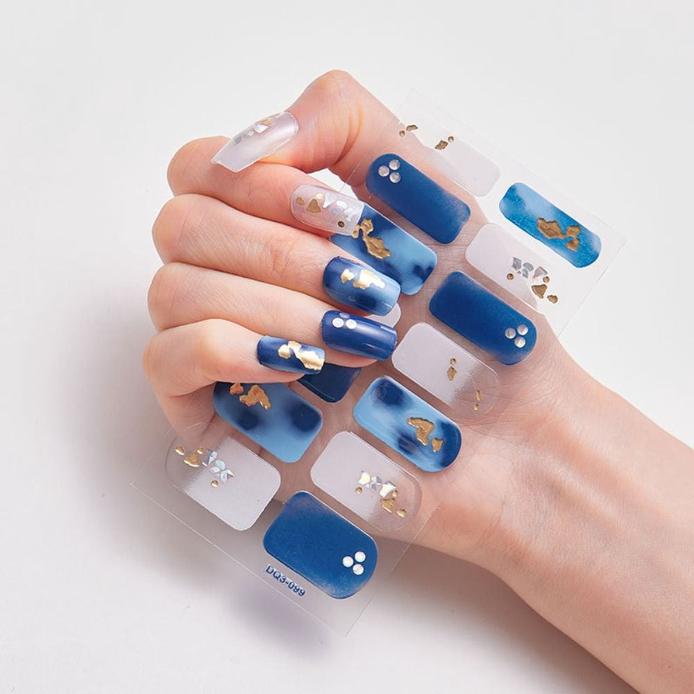 1Sheet/14PCS Waterproof Glittering Strips Semi Cured Gel Full Nail ...