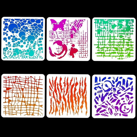 1Sheet Abstract Flower Pattern PET Painting Stencils Reusable Plastic Stencils Swirls Calligraphy Journal Stencil for DIY Photo Album Art Stencils for Crafts 11.81x11.81 inch