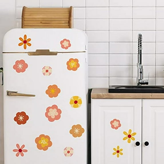 1Sheet Cartoon Flowers Wall Sticker Pink Flower Wall Decor Orange Flower Wall Decals Vinyl Wall Art Decal for