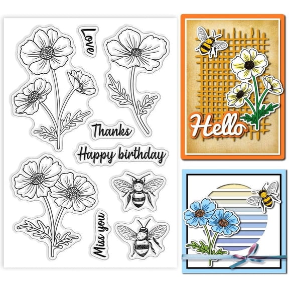 1Sheet Custom Summer Theme PVC Plastic Clear Stamps for DIY Scrapbooking Cards Making Flower Photo Album Decorative 160x110mm