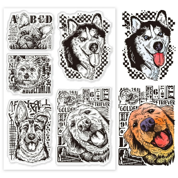 1Sheet Dog PVC Plastic Clear Stamps for DIY Scrapbooking Photo Album Decorative Cards Making