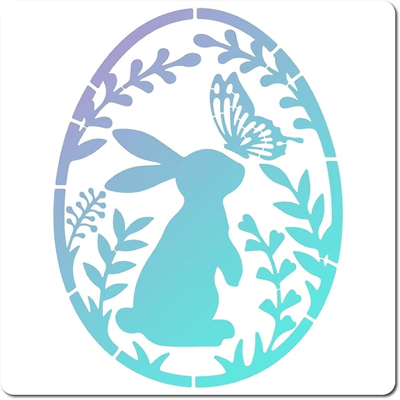 1Sheet Easter PET Plastic Drawing Painting Stencils Templates Square Creamy White Rabbit Pattern 30x30cm artisanal