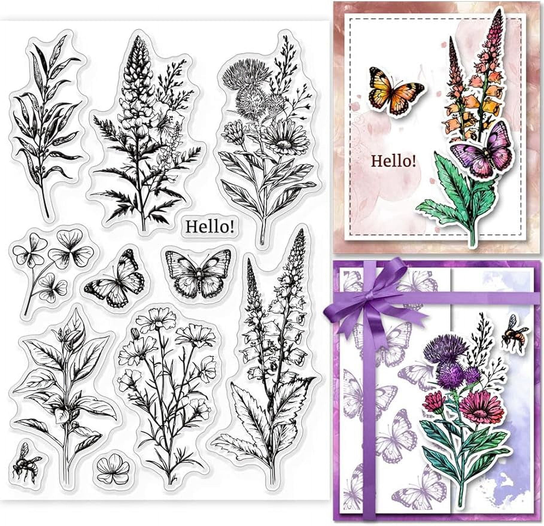 1Sheet Flower Branch Plant Silicone Clear Stamp for DIY Scrapbooking ...