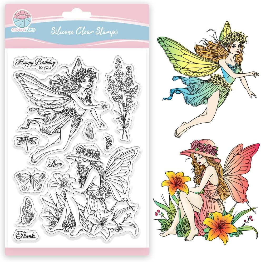 1Sheet Flower Fairy Clear Stamps Butterfly Fairy Silicone Clear Stamp ...