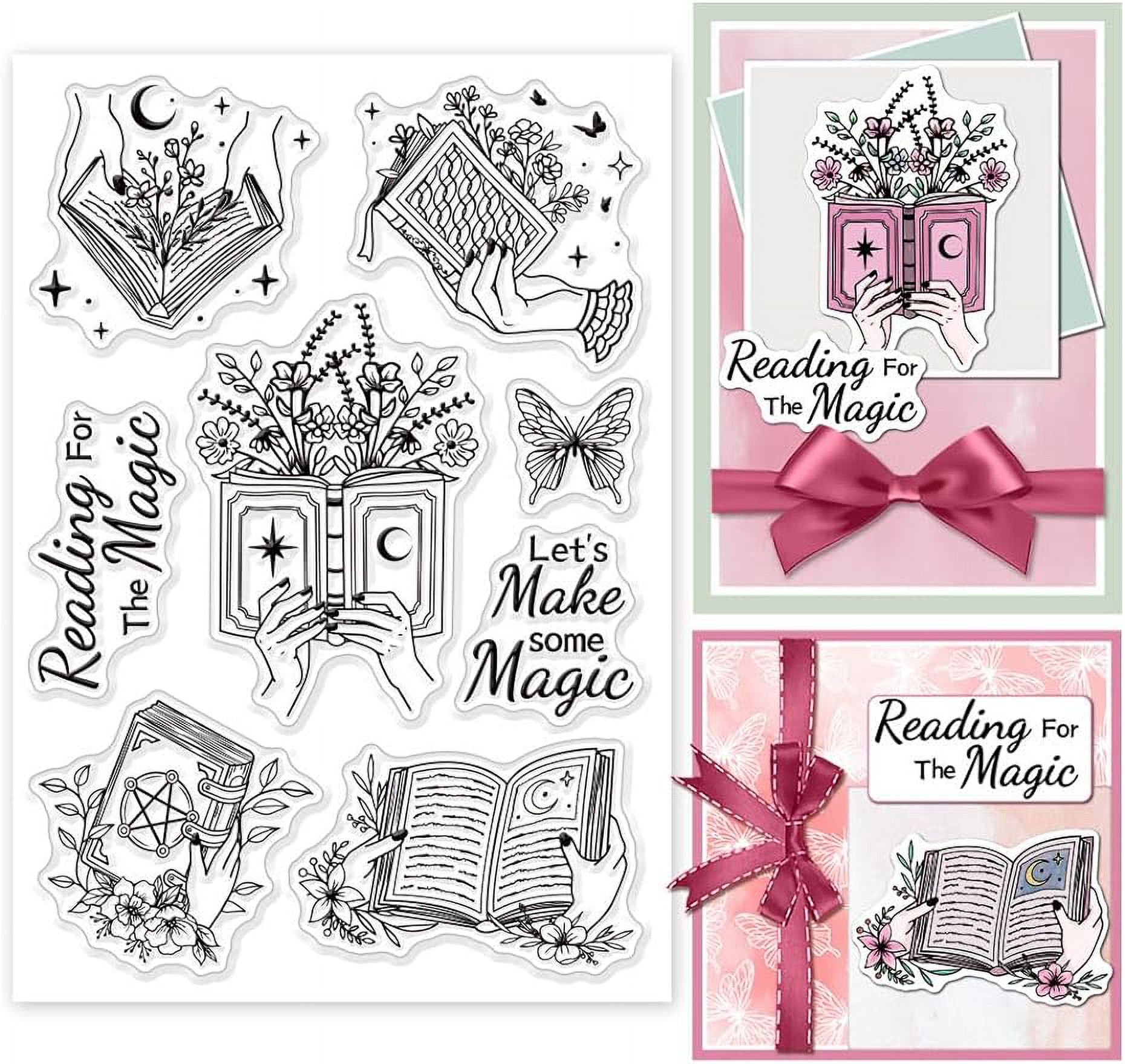 1Sheet Hand Books Flowers Silicone Clear Stamp Seals for Card Making ...