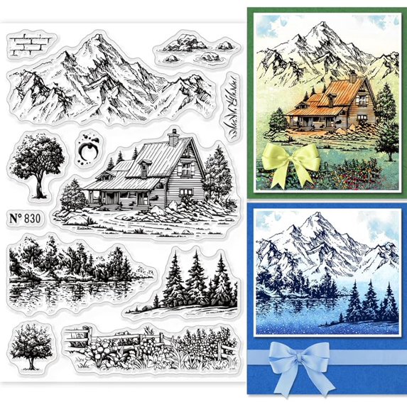 1Sheet Landscape Silicone Clear Stamp Seals for DIY Scrapbooking Photo ...