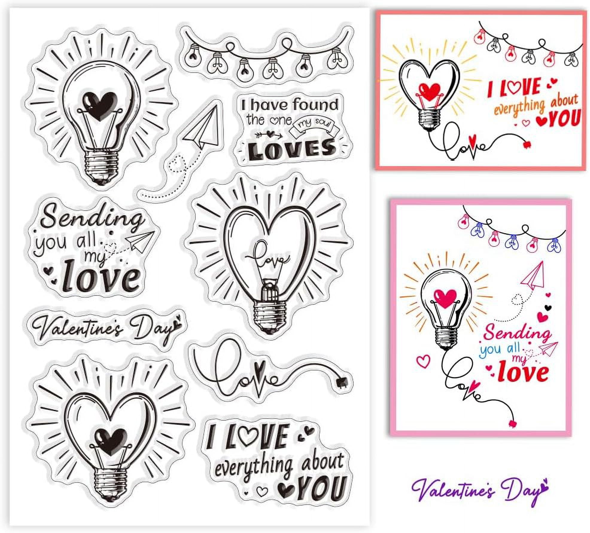 Love Lamp Clear Stamps for Cards Making Valentine's Day Text Silicone ...