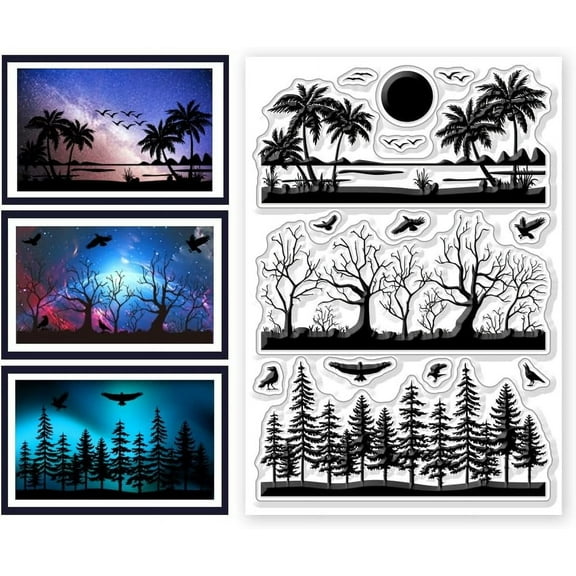 1Sheet PVC Plastic Clear Stamps for DIY Scrapbooking Photo Album Decorative Cards Making Tree 160x110mm