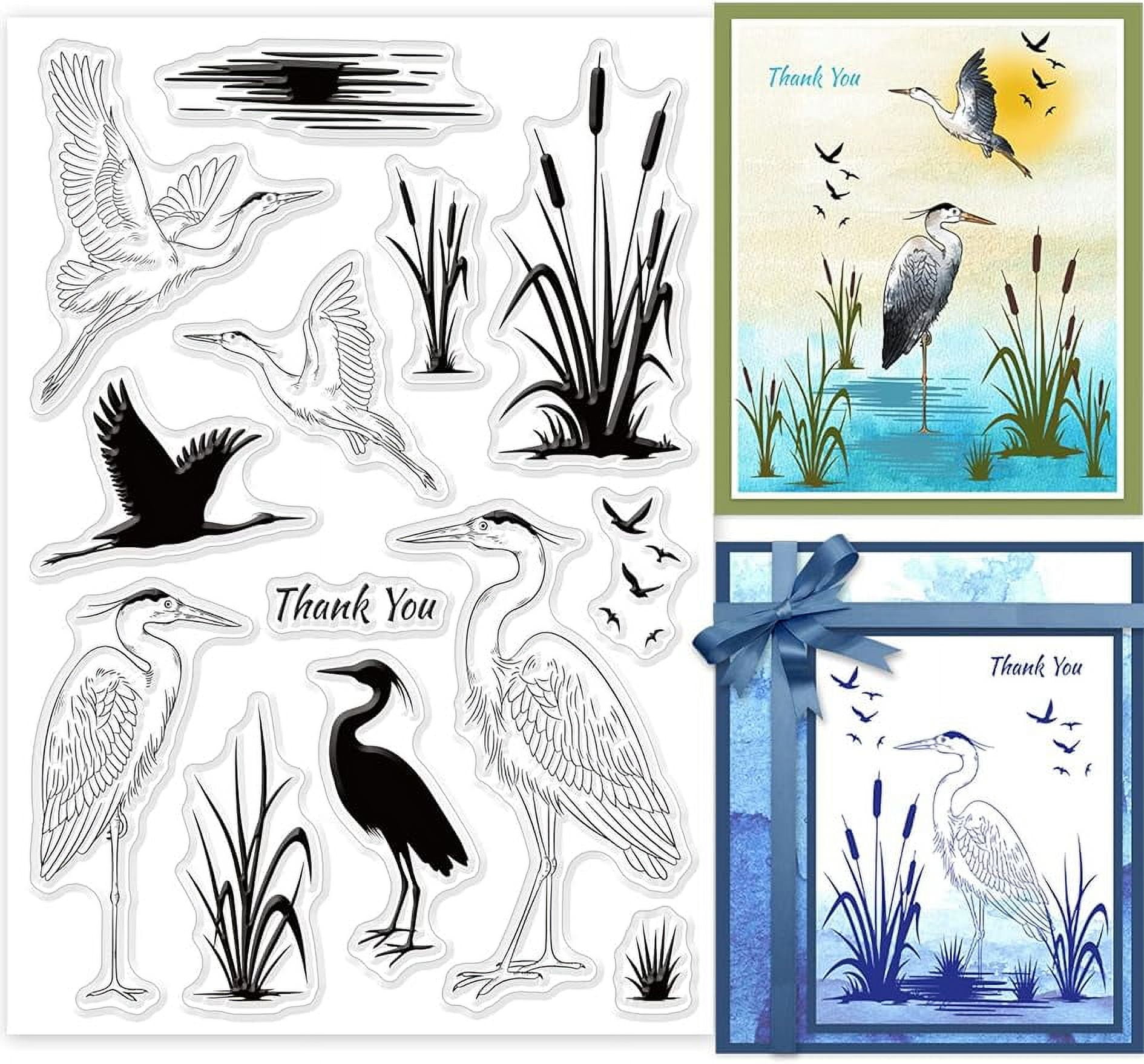 1Sheet PVC Plastic Silicone Clear Stamp Heron Pattern Seal Stamps ...