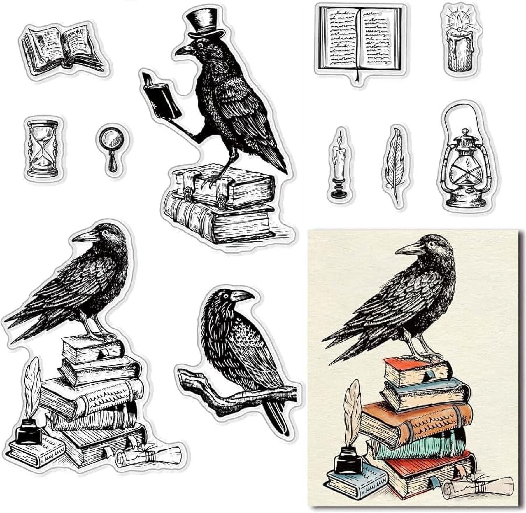 1Sheet PVC Plastic Silicone Clear Stamp Raven Pattern Seal Stamps ...