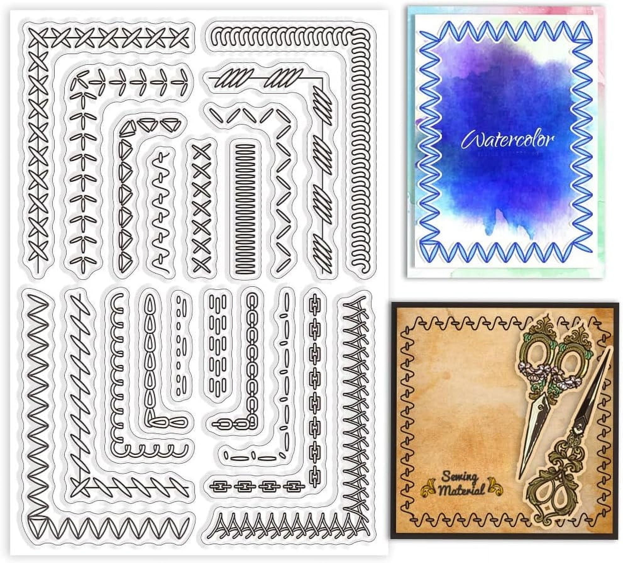 1Sheet Sewing Thread Corner Clear Stamps for Cards Making Lace Border ...