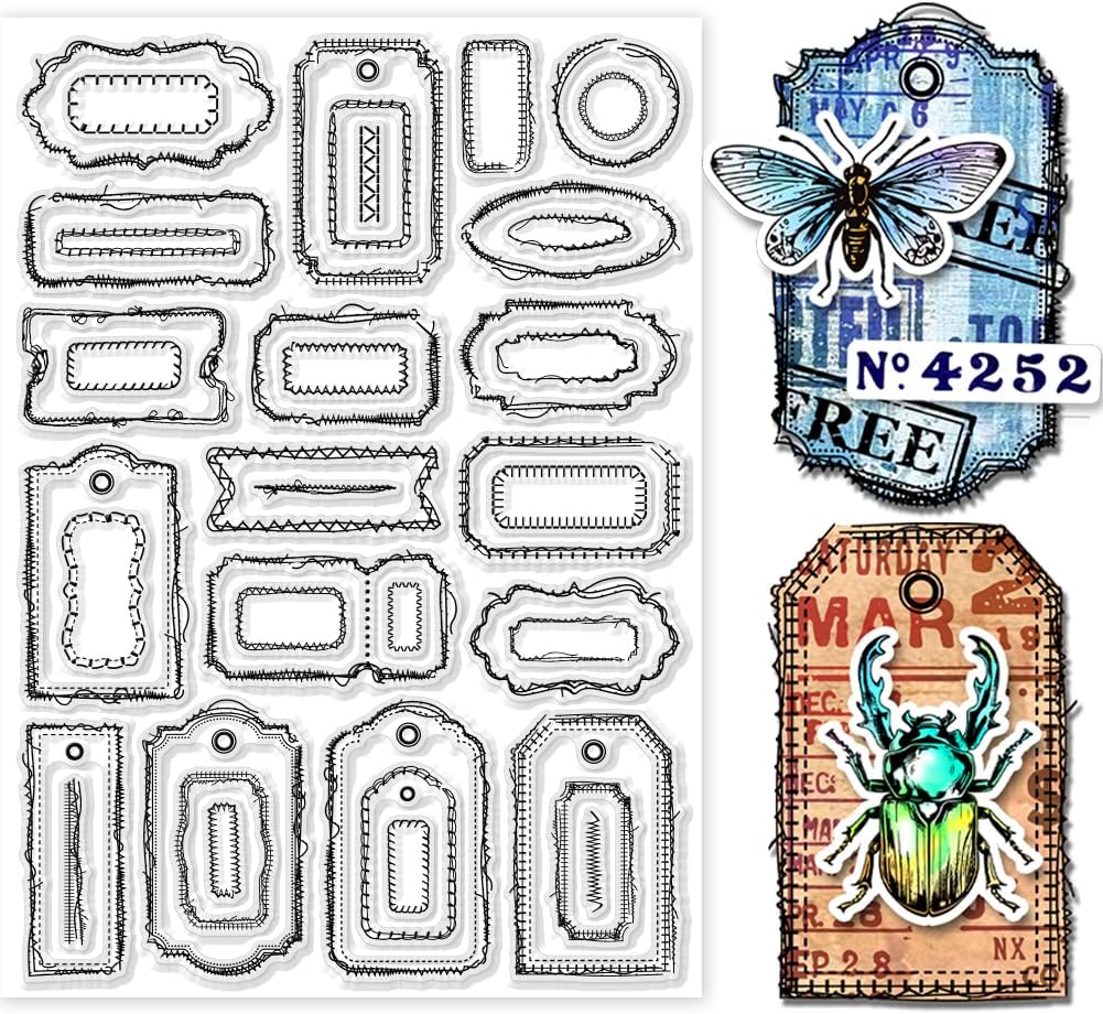 1Sheet Sewing Thread Label Frame Clear Stamps 11.69x8.27 inch Lace ...