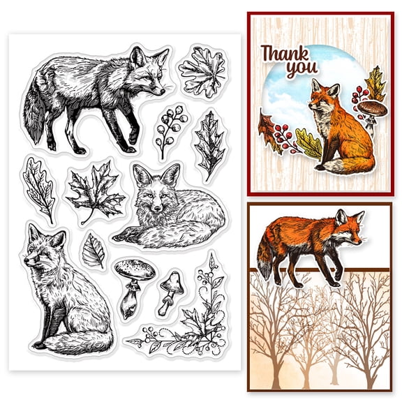 1Sheet Summer Theme PVC Plastic Clear Stamps for DIY Scrapbooking Photo Album Decorative Cards Making Fox 160x110mm