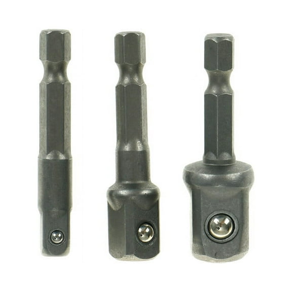 1Socket Adapter Drill BIts Set Hex Shank 1/4" 3/8" 1/2" 3Pcs Impact Driver Tool