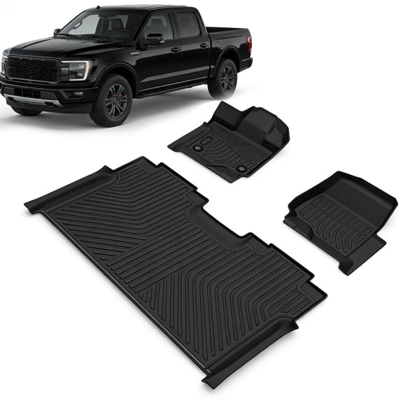 1St & 2rd Row Floor Mats Liner for 2015-2026 Ford F150 F-150 Supercrew All Weather Protection TPE Truck Liners Mat