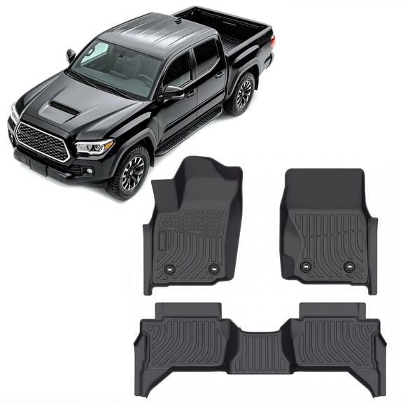 1St & 2rd Row Floor Mats Liner for 2024-2026 Toyota Tacoma Double Cab Automatic Model Only All Weather Protection TPE Truck Liners Mat