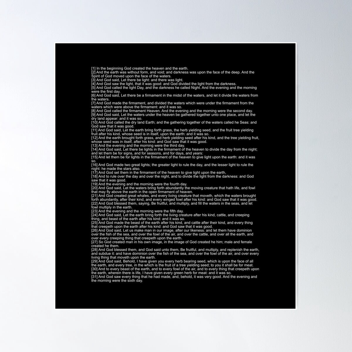 1St Chapter Of The Bible Poster Wall Art, Modern Wall Decor For Living ...