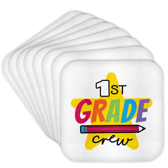 3drose, 1st Grade Crew, Set of 8 Coasters - Soft