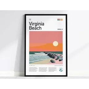 1St Street Jetty Vb Surf Spot Home Decor Office Wall Art Living Room Decor, Paper Poster Only